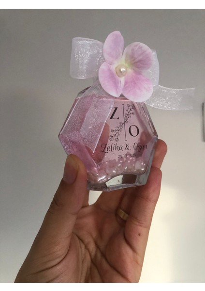 Islak Ortanca Kurdeleli Altıgen Cam Kolonya Söz, Nişan, Düğün, Kına, Nikah, Doğum Hediyelik 10 Adet modelleri