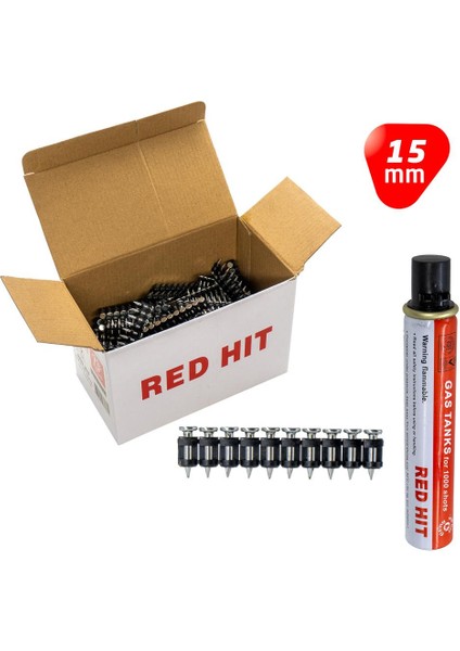 Gzt-15 Çelik Zemin Çivisi 15 mm (Gaz Dahil 1000LI Paket)