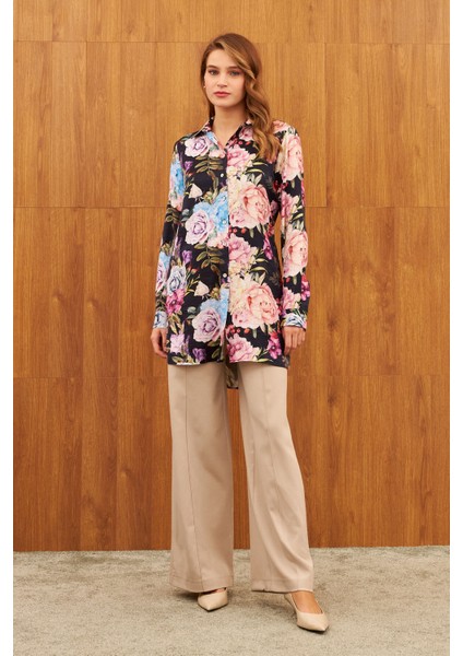 Çok Renkli Desenli Parlak Tunik