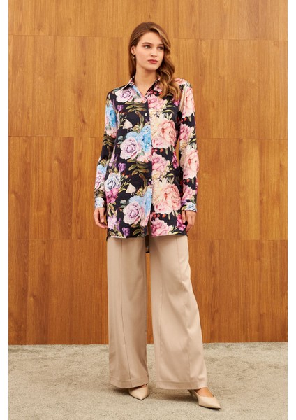 Çok Renkli Desenli Parlak Tunik modelleri