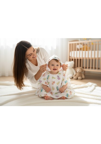 Organik Müslin Panço Bornoz - Dino 1-3 Yaş