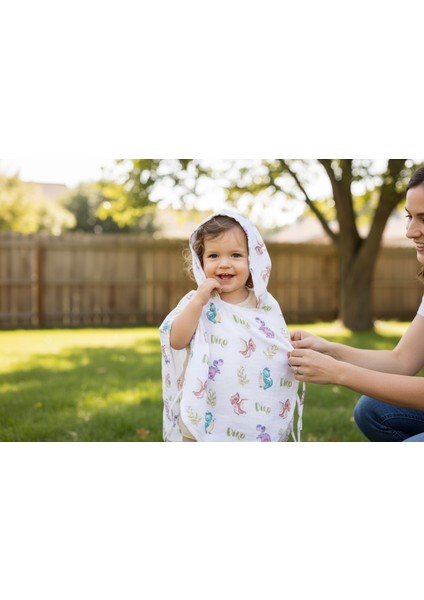 Organik Müslin Panço Bornoz - Dino 1-3 Yaş indirimleri