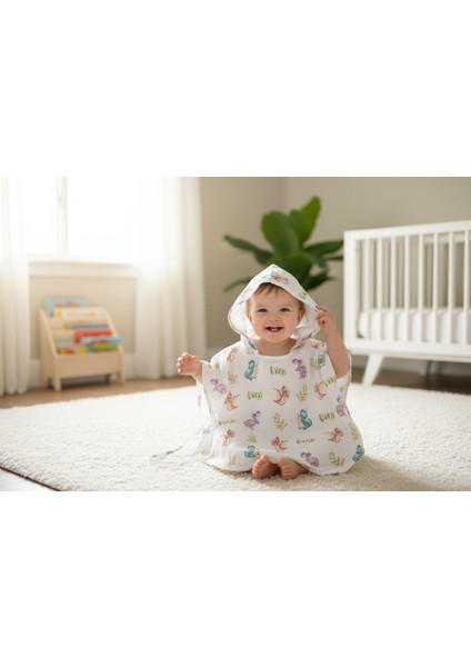 Organik Müslin Panço Bornoz - Dino 1-3 Yaş