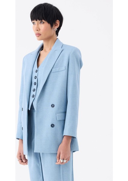 Oversize Kruvaze Kesim Ceket - Mavi fiyatları