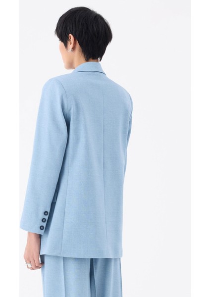 Oversize Kruvaze Kesim Ceket - Mavi fırsatları