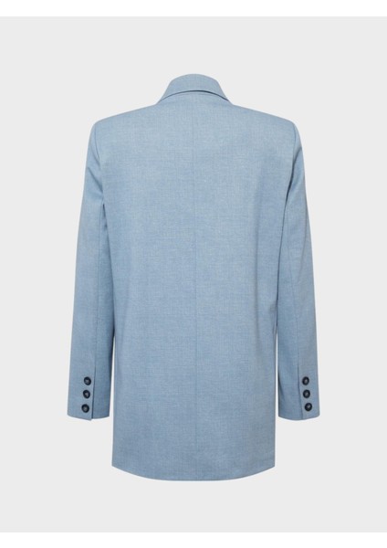 Oversize Kruvaze Kesim Ceket - Mavi