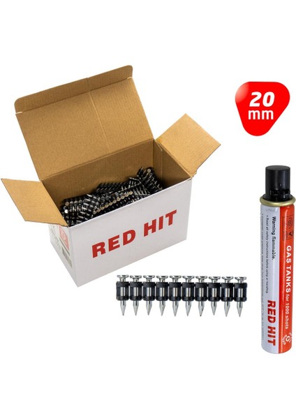 Gzt-20 Çelik Zemin Çivisi 20 mm (Gaz Dahil 1000LI Paket)