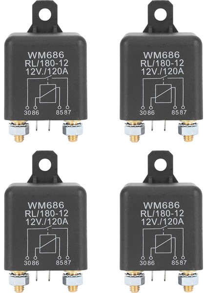 4x Dc 12V Röle Pil Izole Röle Relay 12V / 120A Araç Kamyonları Için Pik Yük (12V / 120A) (Yurt Dışından)