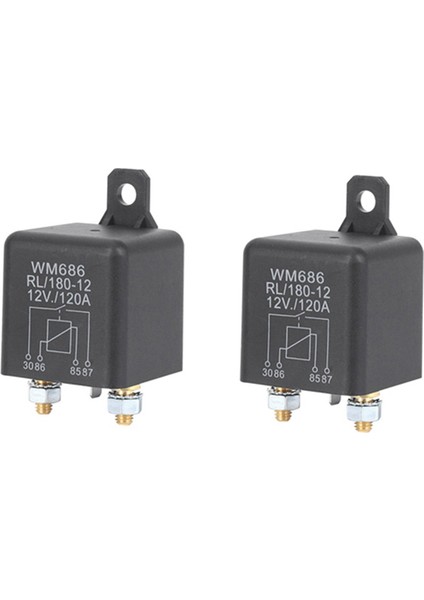 2 Pcs Dc 12V Röle Pil Izole Röle Relay 12V / 120A Araç Kamyonları Için Tepe Yük (12V / 120A) (Yurt Dışından)