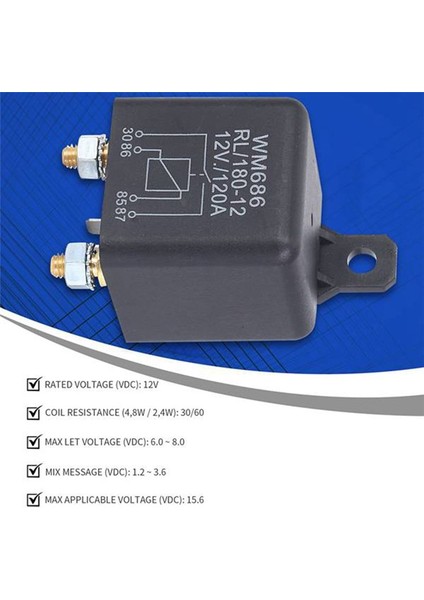 2 Pcs Dc 12V Röle Pil Izole Röle Relay 12V / 120A Araç Kamyonları Için Tepe Yük (12V / 120A) (Yurt Dışından) modelleri