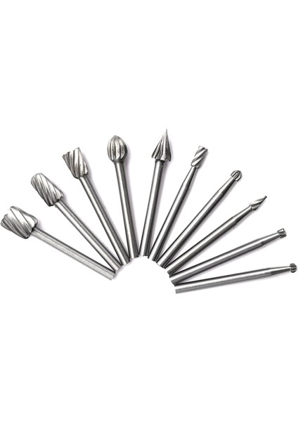 10PCS Hss Tungsten Karbür Rotary Kesme Çapak Set Öğütücü Bit 1/8 Inç (3mm) Shank Ahşap Oyma Araçları (Yurt Dışından)