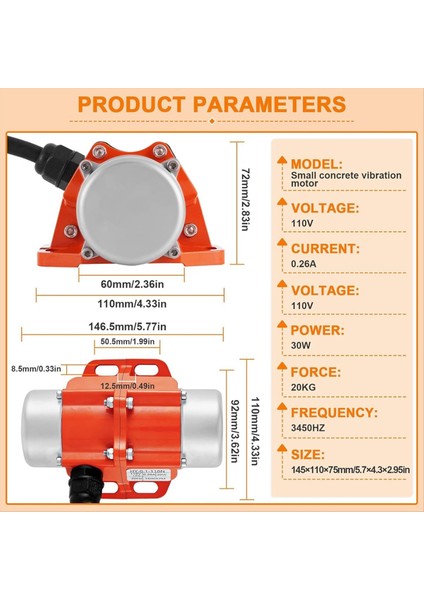 30W Beton Ekranı Hız Kontrolörlü Titreşim Motoru Kum Çalma Masası Için Su Geçirmez 3600RPM Abd Fişi (Yurt Dışından) fiyatları