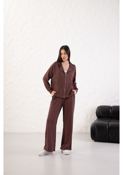 Kadın Rahat Kalıp Uzun Kollu Fermuarlı Modal Kumaş Cepli Kapüşonl fiyatları