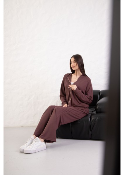 Kadın Rahat Kalıp Uzun Kollu Fermuarlı Modal Kumaş Cepli Kapüşonl modelleri