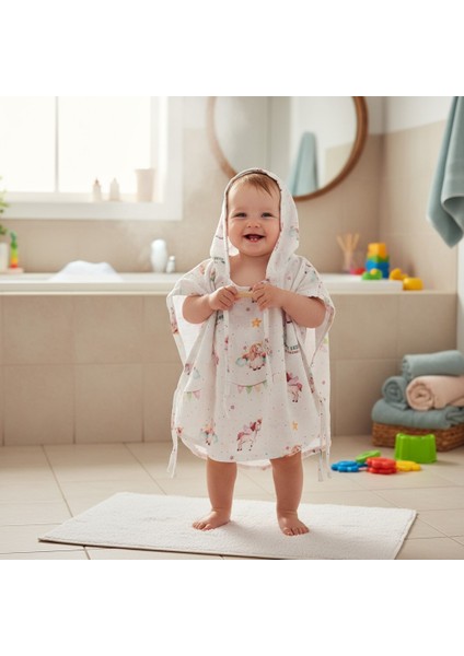 Organik Müslin Panço Bornoz - Unicorn 1-3 Yaş