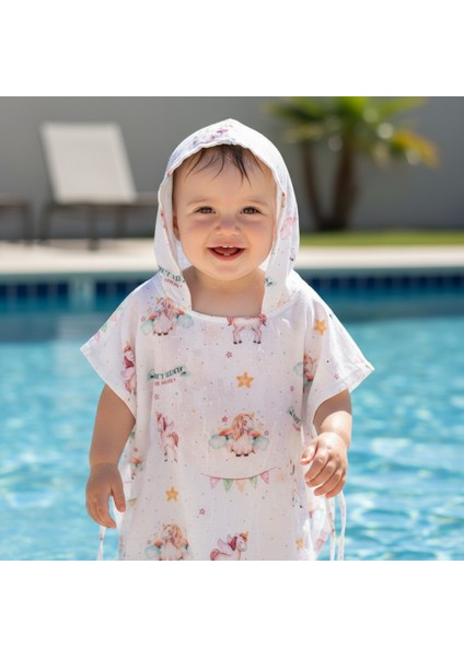 Organik Müslin Panço Bornoz - Unicorn 1-3 Yaş fırsatları