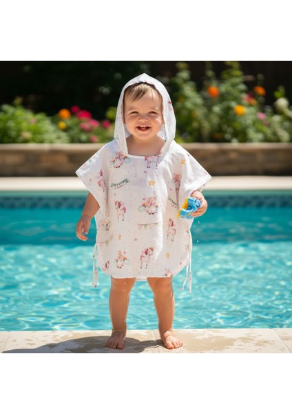 Organik Müslin Panço Bornoz - Unicorn 1-3 Yaş