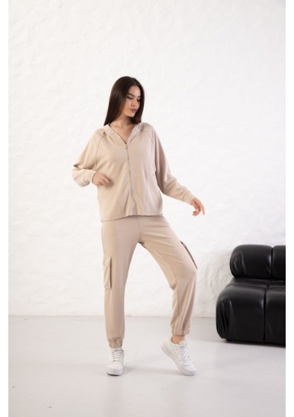 Kadın Rahat Kalıp Uzun Kollu Fermuarlı Modal Kumaş Cepli Kapüşonl modelleri