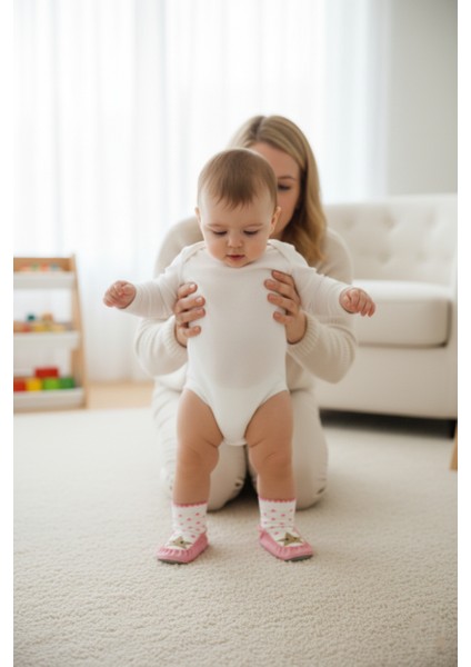 2'li Kaydırmaz Deri Taban Rahat Bebek Çocuk Çarık Soket Çorap Patik Panduf Ev Anaokulu Ayakkabısı modelleri