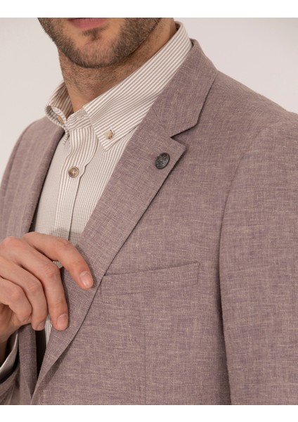 Erkek Gül Kurusu Keten Karışımlı Blazer Ceket 50264619-VR026