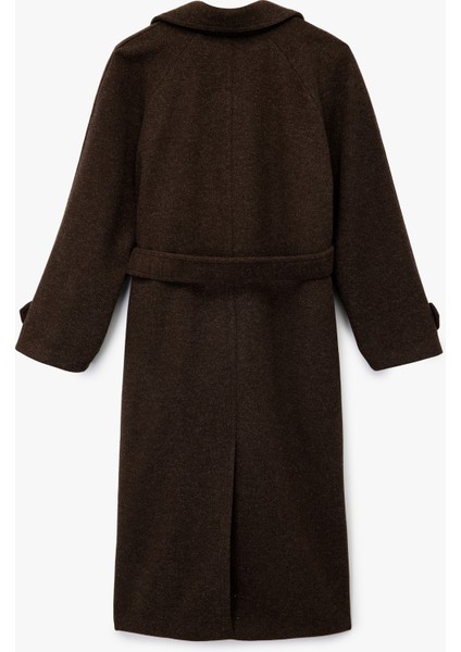 Kemerli Uzun Kaşe Kaban Düğmeli Uzun Kollu Cepli fiyatları