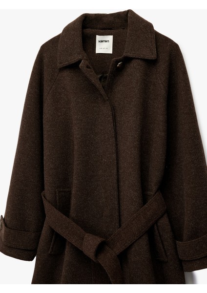 Kemerli Uzun Kaşe Kaban Düğmeli Uzun Kollu Cepli modelleri