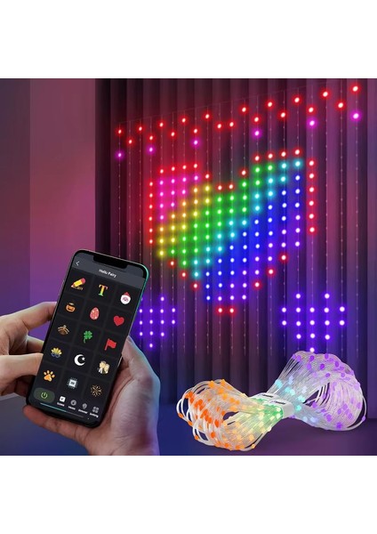 Animasyonlu Renk Değiştiren Akıllı LED Perde Bluetooth Control Rgb Smart Curtain Lights 2 mt 400 LED