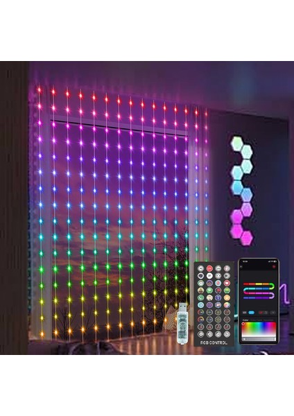 Animasyonlu Renk Değiştiren Akıllı LED Perde Bluetooth Control Rgb Smart Curtain Lights 2 mt 400 LED fiyatları