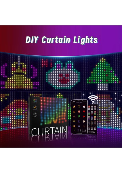 Animasyonlu Renk Değiştiren Akıllı LED Perde Bluetooth Control Rgb Smart Curtain Lights 2 mt 400 LED fırsatları