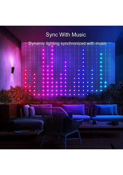 Animasyonlu Renk Değiştiren Akıllı LED Perde Bluetooth Control Rgb Smart Curtain Lights 2 mt 400 LED indirimleri