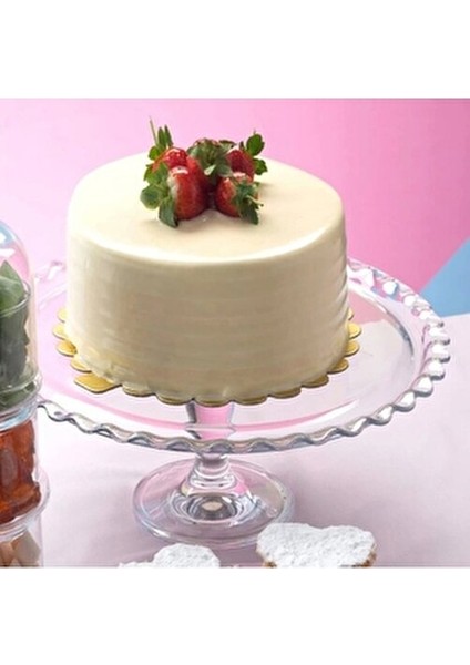 Ayaklı Kek Standı Papatya Desenli Cam 26,5 cm Çapında 12 cm Yüksekliğinde