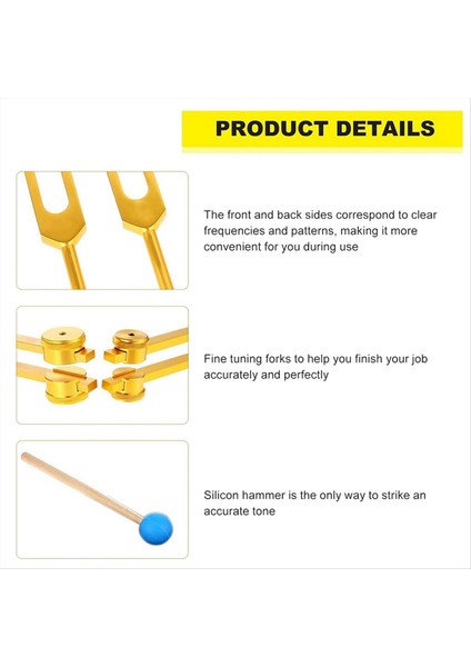 Alüminyum Alaşımlı Çakra Tuning Çatallar Iyileşme Ses Terapisi Meditasyon Yoga Altın Için Çekiçle Seti (Yurt Dışından) modelleri