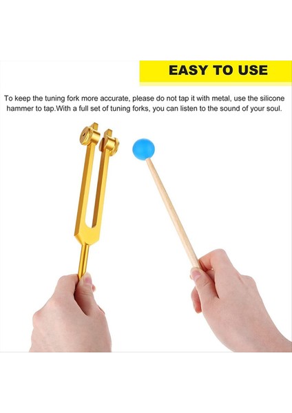 Alüminyum Alaşımlı Çakra Tuning Çatallar Iyileşme Ses Terapisi Meditasyon Yoga Altın Için Çekiçle Seti (Yurt Dışından) fırsatları