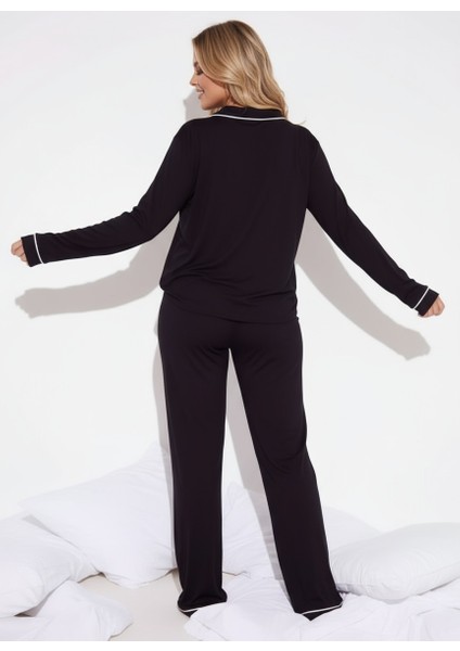 Düğmeli Biyeli Pijama Takımı modelleri