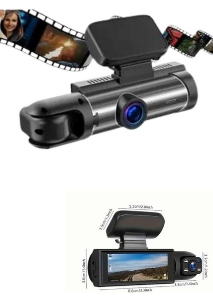 Araç Içi Full Hd Kamera Ön ve Arka Kameralı Ekranlı Araç Kamerası - FEİ9501-1335 fırsatları