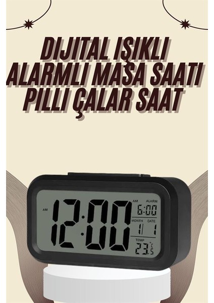 Dijital Masa Saati Termometreli Takvim Çalar Saat LED Ekran Pilli - FEİ8772-9148 fiyatları