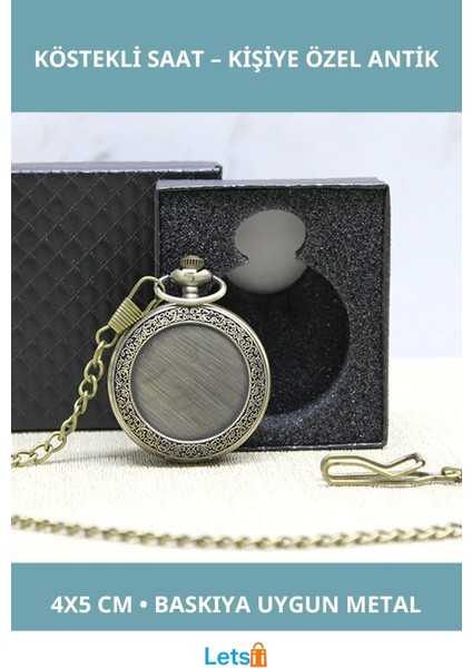 Antik Tasarımlı Özel Kutulu Baskıya Uygun Köstekli Saat