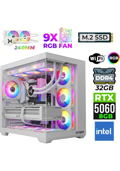 Neon X60 Intel I3 14100F 32GB Ram 1tb M.2 Nvme SSD 8gb RTX5060 Sıvı Soğutmalı Oyuncu Tavsiye Sistem