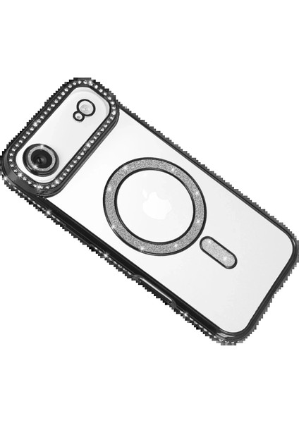 Apple iPhone 17 Air Joke Simli Magneticsafe Kılıf - SIYAH-(5796) - FEİ5802-4276 modelleri