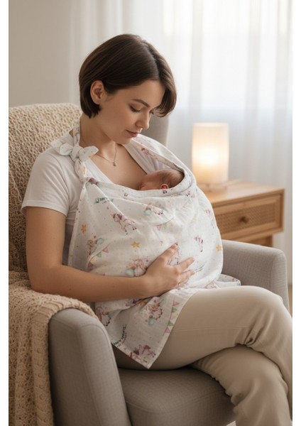 Organik Kumaş Emzirme Örtüsü - Unicorn