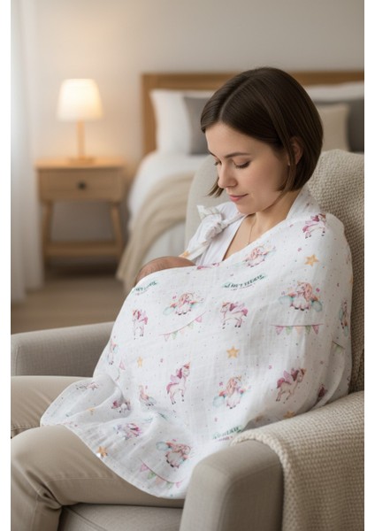 Organik Kumaş Emzirme Örtüsü - Unicorn fırsatları