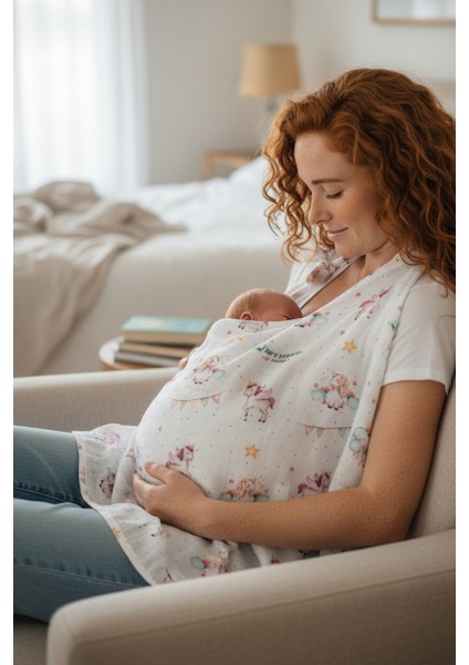Organik Kumaş Emzirme Örtüsü - Unicorn indirimleri