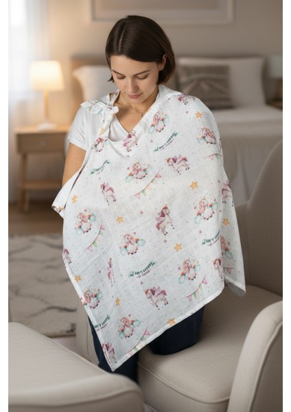 Organik Kumaş Emzirme Örtüsü - Unicorn