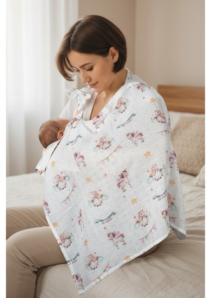 Organik Kumaş Emzirme Örtüsü - Unicorn