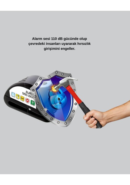 110 Db Alarmlı Disk Fren Kilidi Su Geçirmez Çelik Gövde Motosiklet Güvenlik - FEİ2101-5066 indirimleri