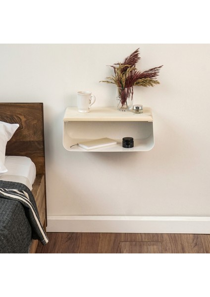 Ceviz Üstü Yüzer Metal ve Ahşap Organizer Komodin, Modern Yatak Odası Dekoru indirimleri