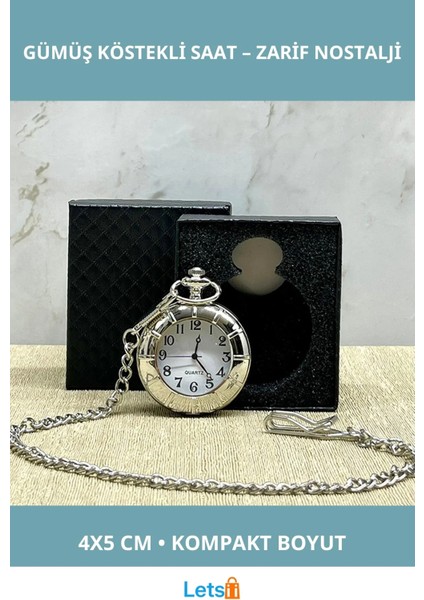 Özel Kutulu Gümüş Kaplama Köstekli Cep Saati