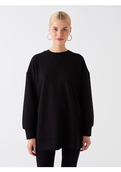 Yeni Sezon Bisiklet Yaka Düz Uzun Kollu Kadın Tunik