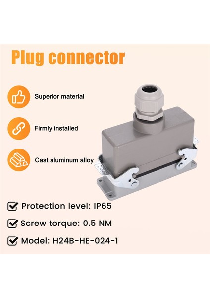 Dikdörtgen H24B-HE-024-1 Ağır Hizmet Konektörleri Güç 24 Pin Çekirdek Çizgisi 16A 500V Vidalı Ayaklar Havacılık Fiş Soketi 139X43X72MM (Yurt Dışından) fırsatları