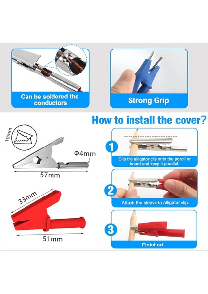 4mm Istiflenebilir Muzdan Muz Fiş Esnek Kablo 10 Adet Koruyucu Bakır Timsah Klipsli Elektrik Test Uçları (Yurt Dışından) modelleri
